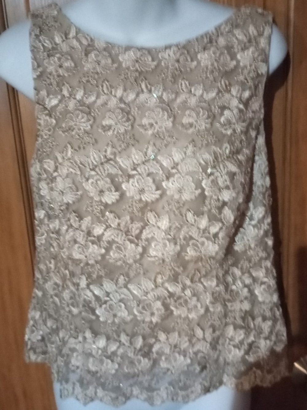 JS Collections Gold-Lace Sleeveless Cocktail Top